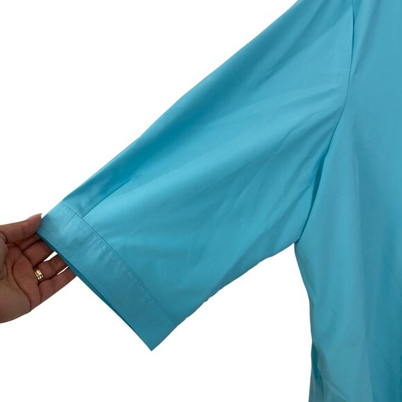 Southern Lady Women 3X Turquoise Button-Up Tunic Blouse Pintuck Front Side Slits - Picture 9 of 14